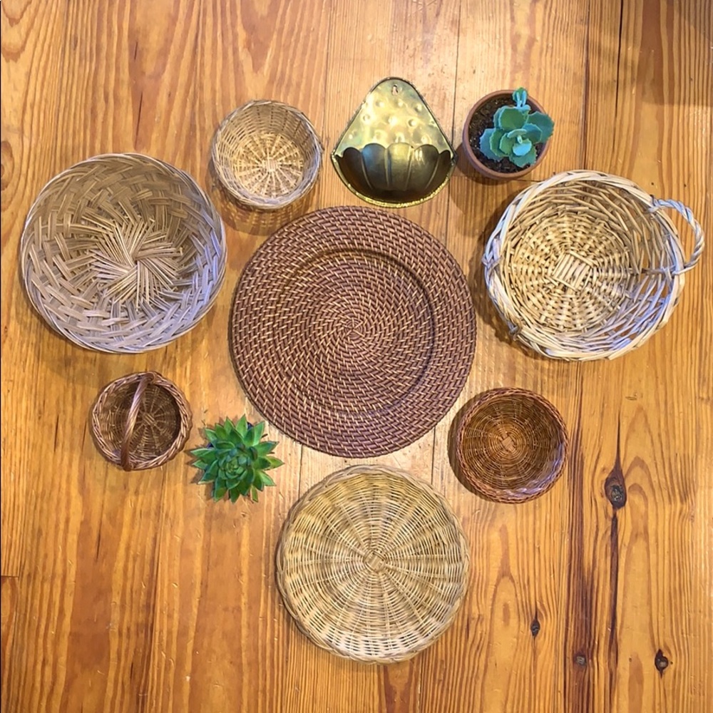 ⭐️HP Best in Home⭐️ Boho basket & brass wall set - Picture 1 of 12